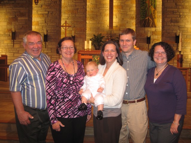 Connor's baptism with Grammy, Grampy and Aunt CiCi