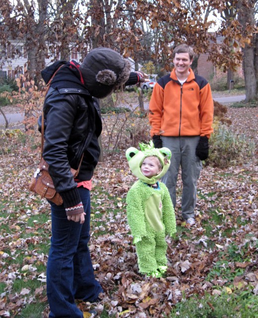 Leaves falling on Collin!