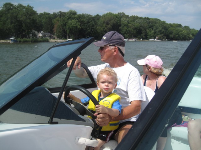 My first time on a boat and they let me drive!