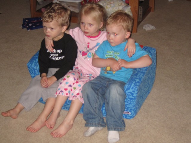 Collin, Gavin and Olivia watch a movie