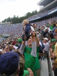 At my first Notre Dame game I did pushups every time we scored!