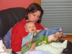 Reading with Mommy before bed