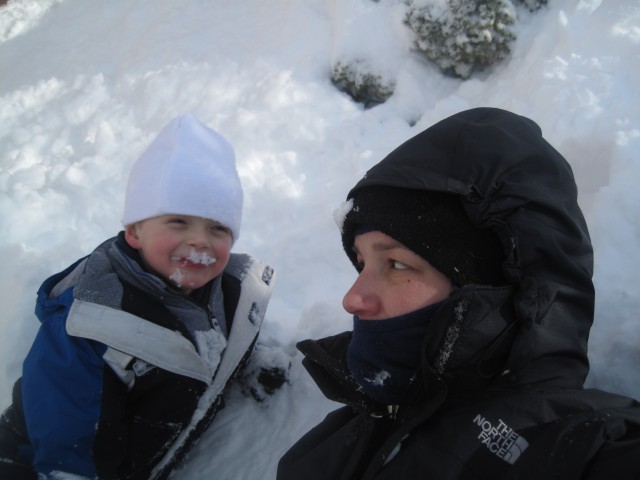 Collin and Mommy during Snowmaggedon