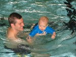 Collin swims with Daddy