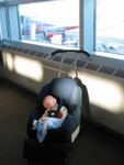 Collin waits for his first plane ride